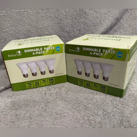 Set of 2-Bioluz LED 4 Pack PAR20‎ LED Bulbs 3000K Soft White Dimmable 50 Watt - Picture 1 of 8